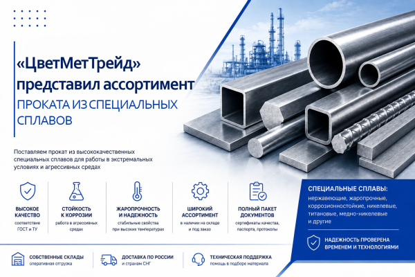 «ЦветМетТрейд» представил ассортимент проката из специальных сплавов